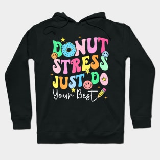 Groovy Donut Stress Best Test Day Teachers Kids Hoodie